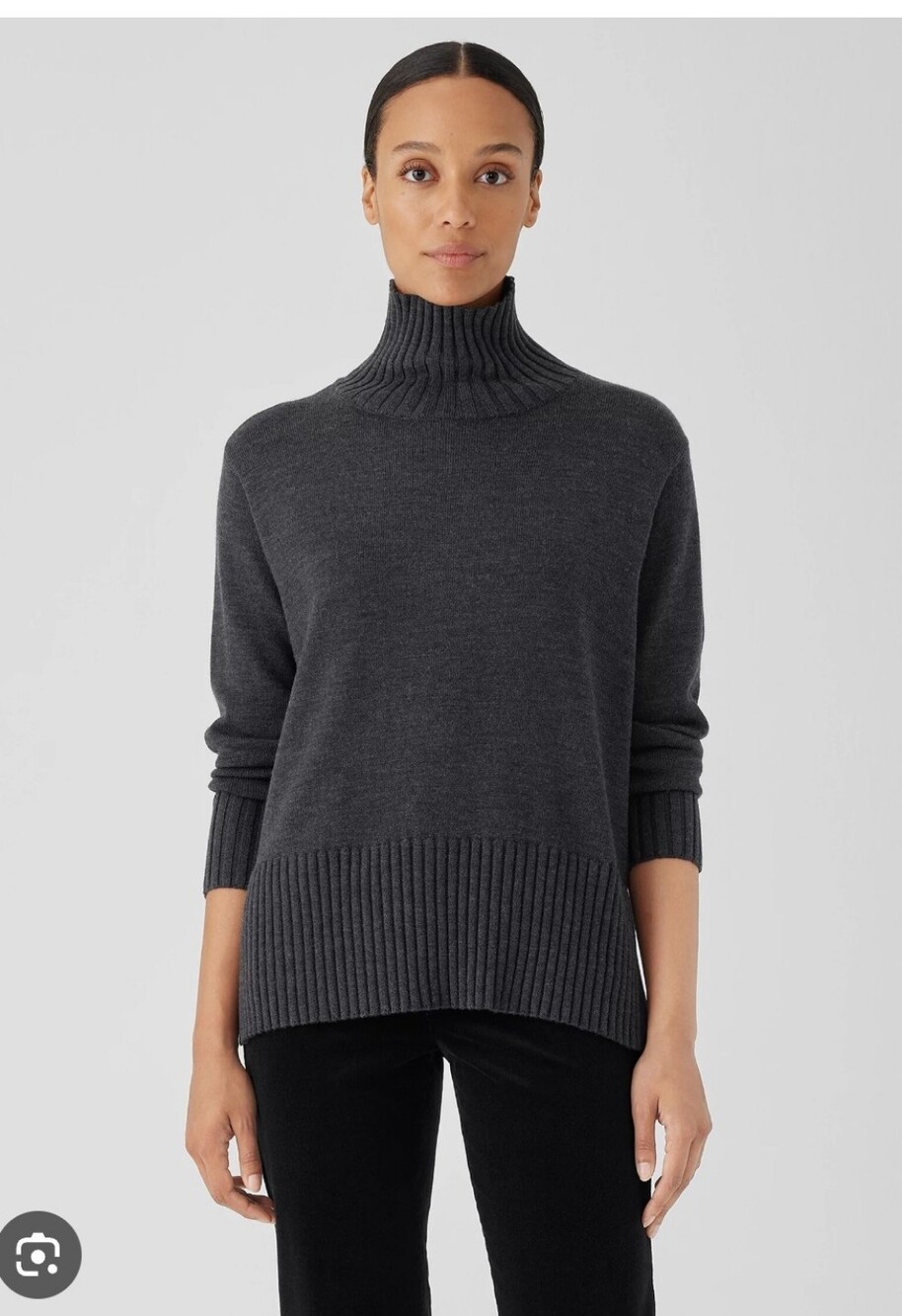Merino Jersey Turtleneck in Regenerative Wool in gray Oversize Size XS